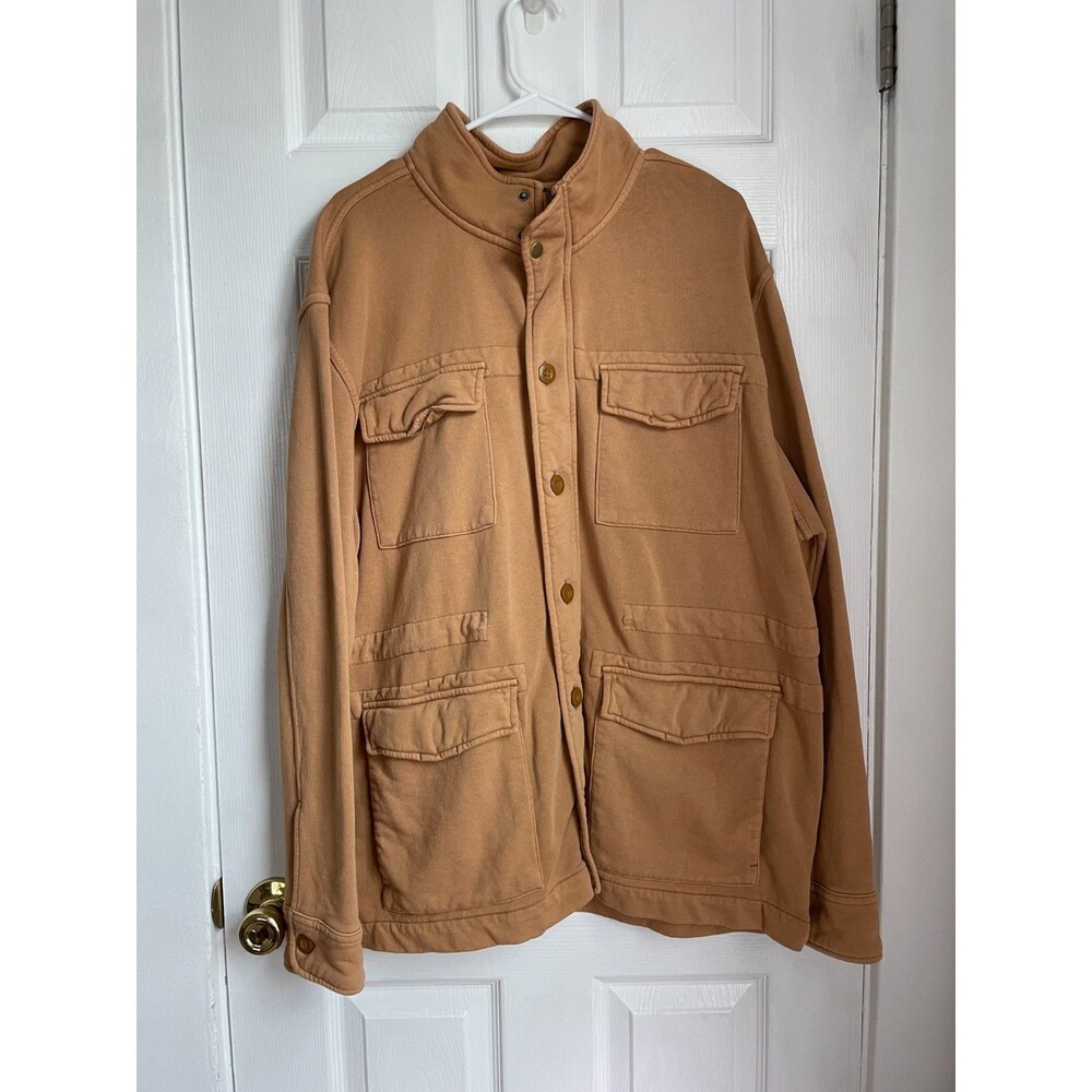 Mutual Weave Jacket XL Brown Tan Cotton Knit Shacket Shirt Chore Utility Barn
